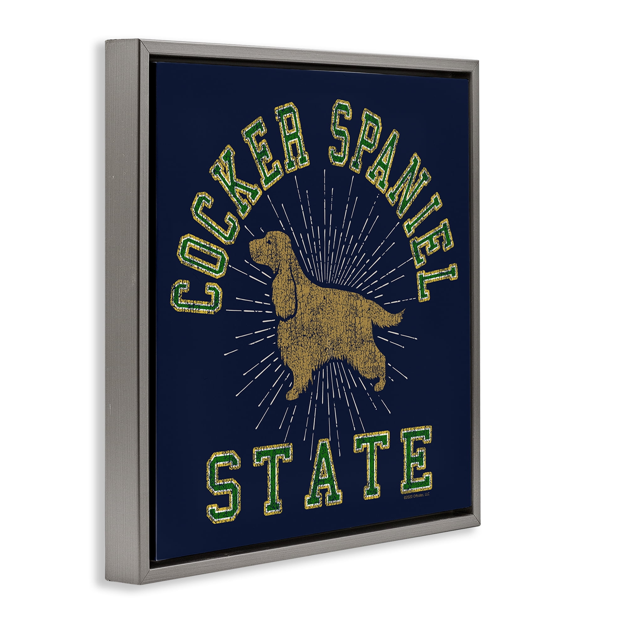 Stupell Industries Cocker Spaniel State Novelty & Humor Painting Gray Floater Framed Canvas Art Print Wall Art, 18 x 18