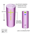 thumbnail image 6 of Ultimate Ears Boom 4 Portable Waterproof Bluetooth Speaker with 360-Degree, Bold, Immersive, Crystal-Clear Sound, Floating Speaker with 15-Hour Battery and 147ft (45m) Range - Lilac, 6 of 7