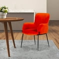 thumbnail image 6 of Benjara Curved Design Fabric Dining Chair with Sleek Tapered Legs, Orange, 6 of 6