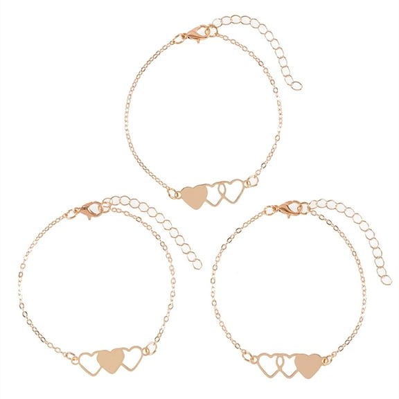 3Pieces Promise Matching Relationship Bracelets Sister Heart Bracelets Jewelry Gifts for Women Twin Daughters Family
