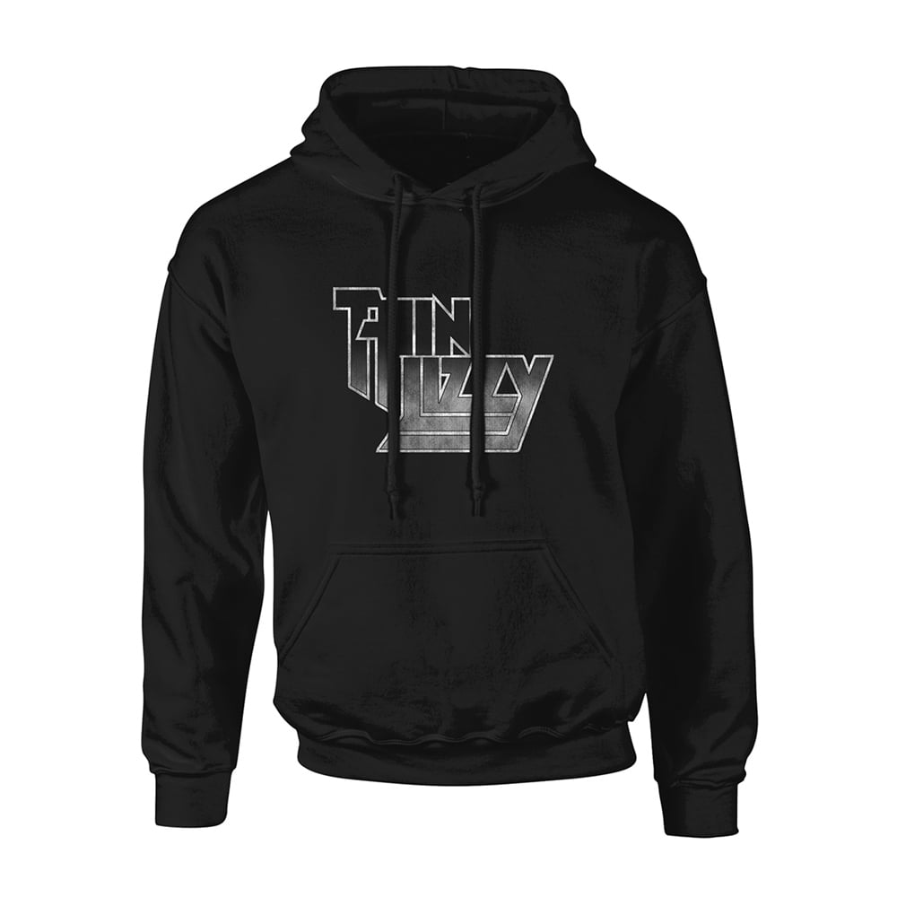 Stylish Mens Black Gradient Hooded Sweatshirt with Thin Lizzy Logo Size Small in Nepal at NPR 26329 Rating 5
