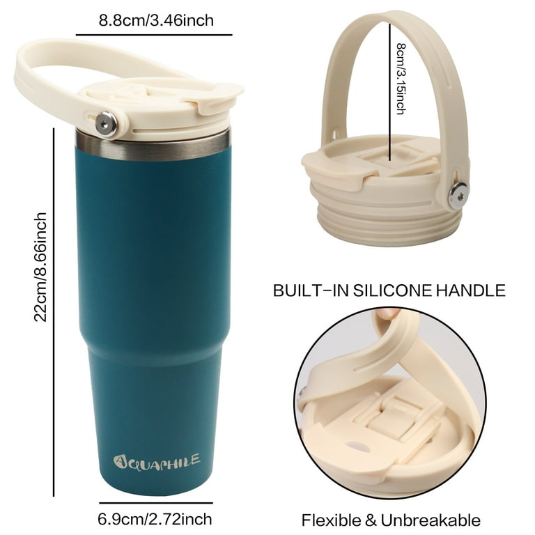 AQUAPHILE 30 oz Insulated Water Bottle, Stainless Steel Travel
