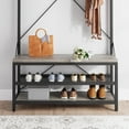 thumbnail image 4 of BeesClover Industrial Coat Rack Shoe Bench 72" Hall Tree Shoe Rack for Entryway Large Storage Shelf and Removable Hooks Metal Frame, 4 of 9