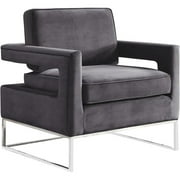 Home Square 2 Piece Upholstered Velvet Accent Chair Set in Gray and Chrome