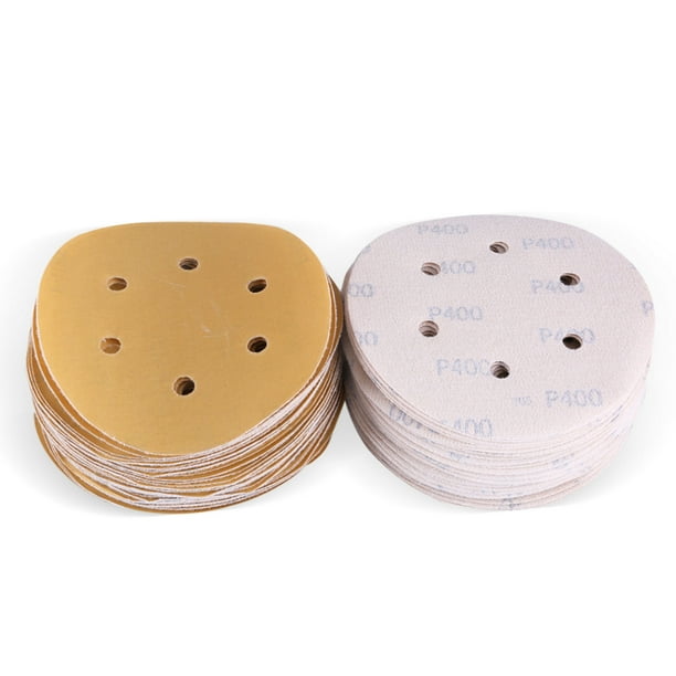100PCS Sanding Disc 400 Grit 6Inch 6Hole Sandpaper, Hook and Loop