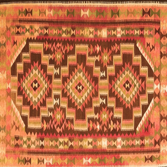 Ahgly Company Indoor Square Southwestern Orange Country Area Rugs, 7' Square