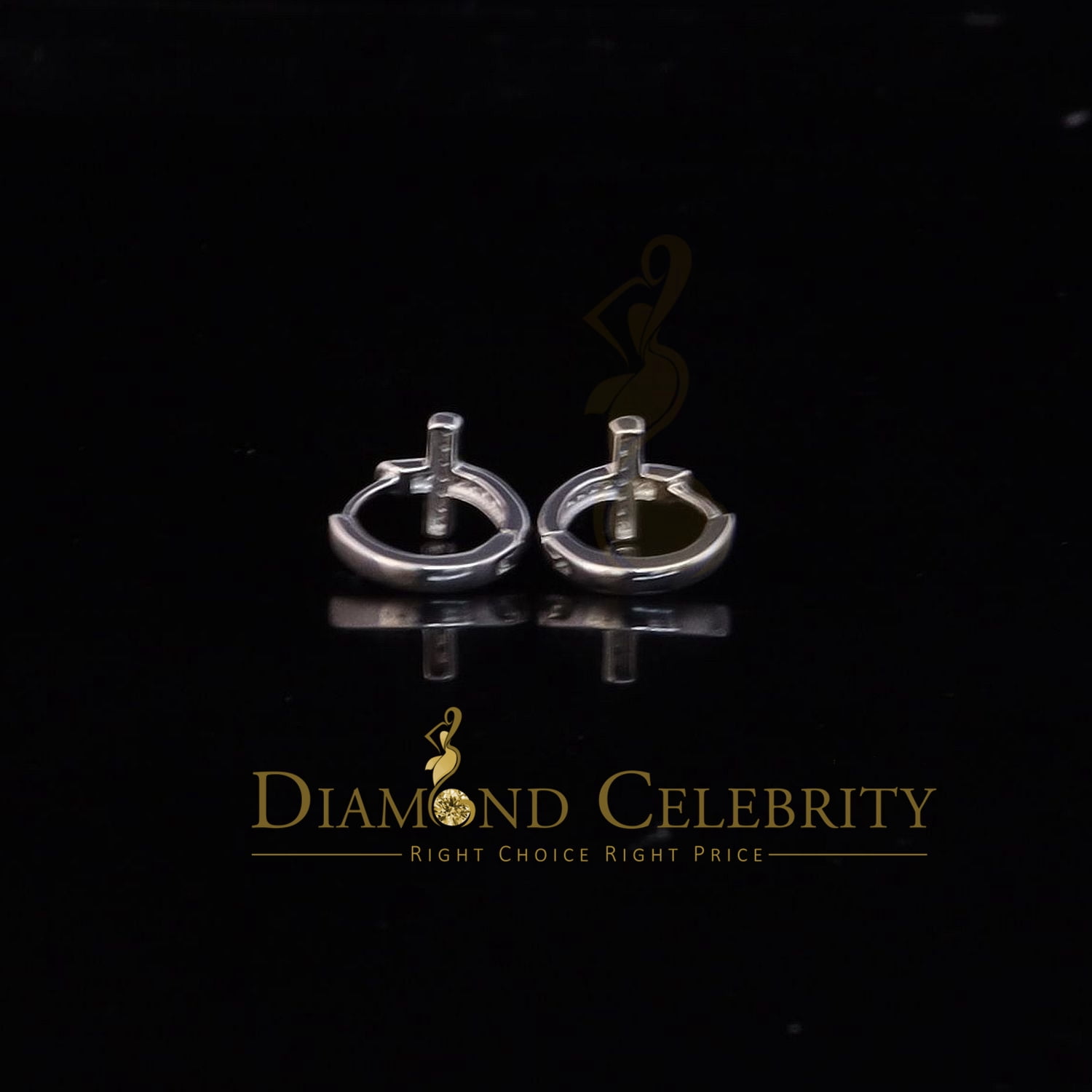 Diamond Celebrity's 0.15ct Diamond 925 Sterling Silver White Hoop Stud Earring For Men's / Women's