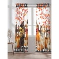 thumbnail image 2 of Sheer Curtains 96 inches Long, Fall Theme Funny Dog Pumpkin Maple Leaf Black White Plaid Light Filtering Sheer Window Curtains Rod Pocket Voile Drapes for Bedroom Living Room, 52"W x 96"L 2 Panels, 2 of 7