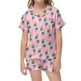 thumbnail image 2 of RMGVDSD Girls 2Pcs Pajama Sets Floral Print Kids Short Sleeve Button Down Shirt And Shorts Set Summer Sleepwear Outfits Leisure Nightwear for 8-9 Years, 2 of 4