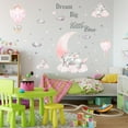 thumbnail image 1 of Pegatinas de pared de elefante, globo aerostático rosa, luna, estrellas grises, pegatinas de pared para guardería, sala de estar, dormitorio, decoración del hogar, 1 of 5