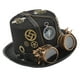 thumbnail image 2 of Sombrero de copa Steampunk, disfraz divertido con gafas, sombrero de fiesta, tocado para Negro, 2 of 9