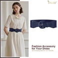 thumbnail image 2 of Women Wide Stretchy Belt,Vintage Chunky Buckle Elastic Waist Belts for Women Dress, 2 of 7