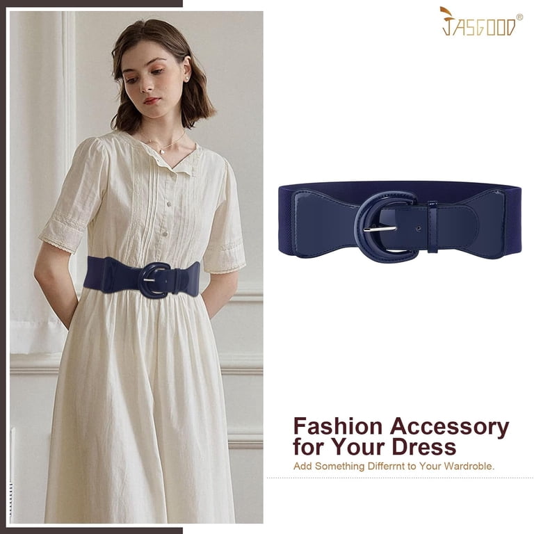 Women Wide Stretchy Belt,Vintage Chunky Buckle Elastic Waist  display picture 3
