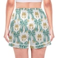 thumbnail image 2 of Women's Silk Pajama Shorts Green Gold Bow Pajama Shorts Women's Casual Pajama Shorts with Pockets, 2 of 6