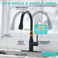 thumbnail image 5 of Sunrinx Pull Down Kitchen Faucet Matte Black, 3 Spray Modes, 360° Swivel Stainless Steel Sink Faucet, 5 of 10
