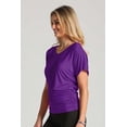 thumbnail image 3 of Women's Solid Short Sleeve V Neck Dolman Top With Side Shirring DKPurple XL, 3 of 4