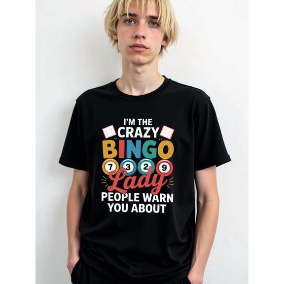 Bingo Lady T-Shirt Mens Crew neck T-shirts black summer elegant Breathable fabric, round neck, short sleeves Classic Unisex Shirt Graphic Tee tshirts