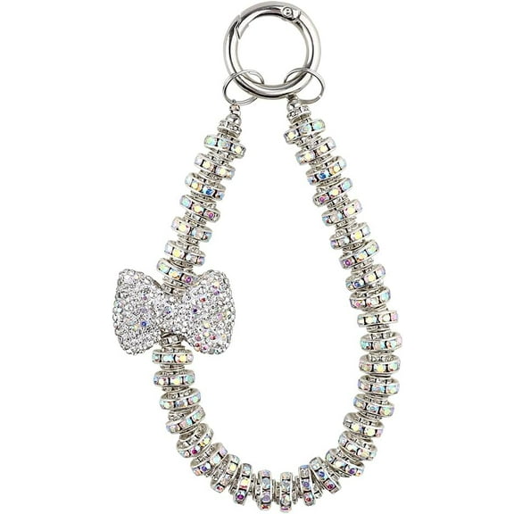 Luxury Diamond Phone Wrist Strap Phone Lanyard With Phone Tether Tab, Shiny Rhinestone Phone Chain Phone Charm Phone Strap Wrist Lanyard for Keys Bow keychain Wristlet Cell Phone Lanyards for Women