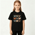 thumbnail image 2 of Colorful Rooster Seamless Girls Graphic Tee, Cute Folk Art Farm 100% Cotton Kids Short Sleeve T-Shirt, 2 of 5