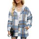thumbnail image 1 of Mujer Cárdigan Sudadera Elegante Casual Otoño Invierno Color Bloqueo A Cuadros Mujer Casual Sudadera Con Capucha Azul Claro M, 1 of 6