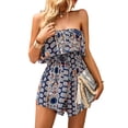 thumbnail image 2 of VISgogo Mameluco de Mujer, Sin Mangas Cintura Alta Abrigo Pecho Retro Estampado Casual Fiesta Verano Mono Corto VISgogo  moda, 2 of 6