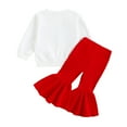 thumbnail image 3 of GYRATEDREAM Toddler Baby Girl Fall Winter Clothes Set Christmas Print Pullover Sweatshirt Top+Red Flared Pants Bell Bottom Outfits, 3 of 8