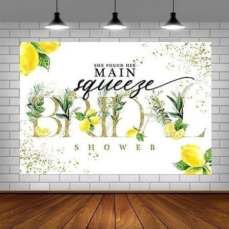 Image of Lemon Bridal Shower Party Backdrop She Found Her Main Squeeze Bachelorette Party Background Summer Bride to Be Wedding Engagement Party Decor Cake Table Banner 7x5ft