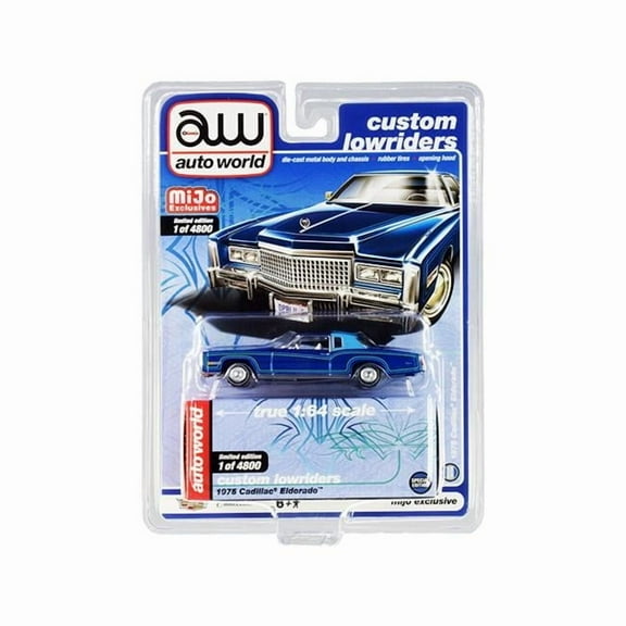 Autoworld CP7720 1975 Cadillac Eldorado Limited Edition to 4800 Piece 1 by 64 Scale Model Car, Dark Blue Metallic with Light Blue