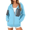 thumbnail image 2 of TGSLY Color Block Zipper Pocket Hoodies for Women Lightweight Full Zip Long Sleeve Drawstring Hooded Sweatshirts Loose Causal Solid Color Athletic Coat XXL, 2 of 9
