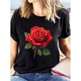 thumbnail image 1 of Camiseta deportiva informal de manga corta y cuello redondo para mujer, de algodón puro, ligera, para primavera, verano y otoño, estampada, ideal para el tiempo libre., 1 of 6