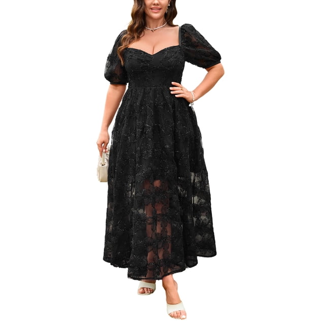 Vestido EYWOL, corpiño negro con bordado floral para mujer 2025
