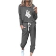 thumbnail image 3 of BiZtdJrK Cute Tracksuits for Women Ghost Print Long Sleeve Crew Neck Sweatshirts and Pants 2 Piece Sets Lightweight Jogger Athletic Outfits with Pockets Halloween Gifts AD-Gray M, 3 of 5