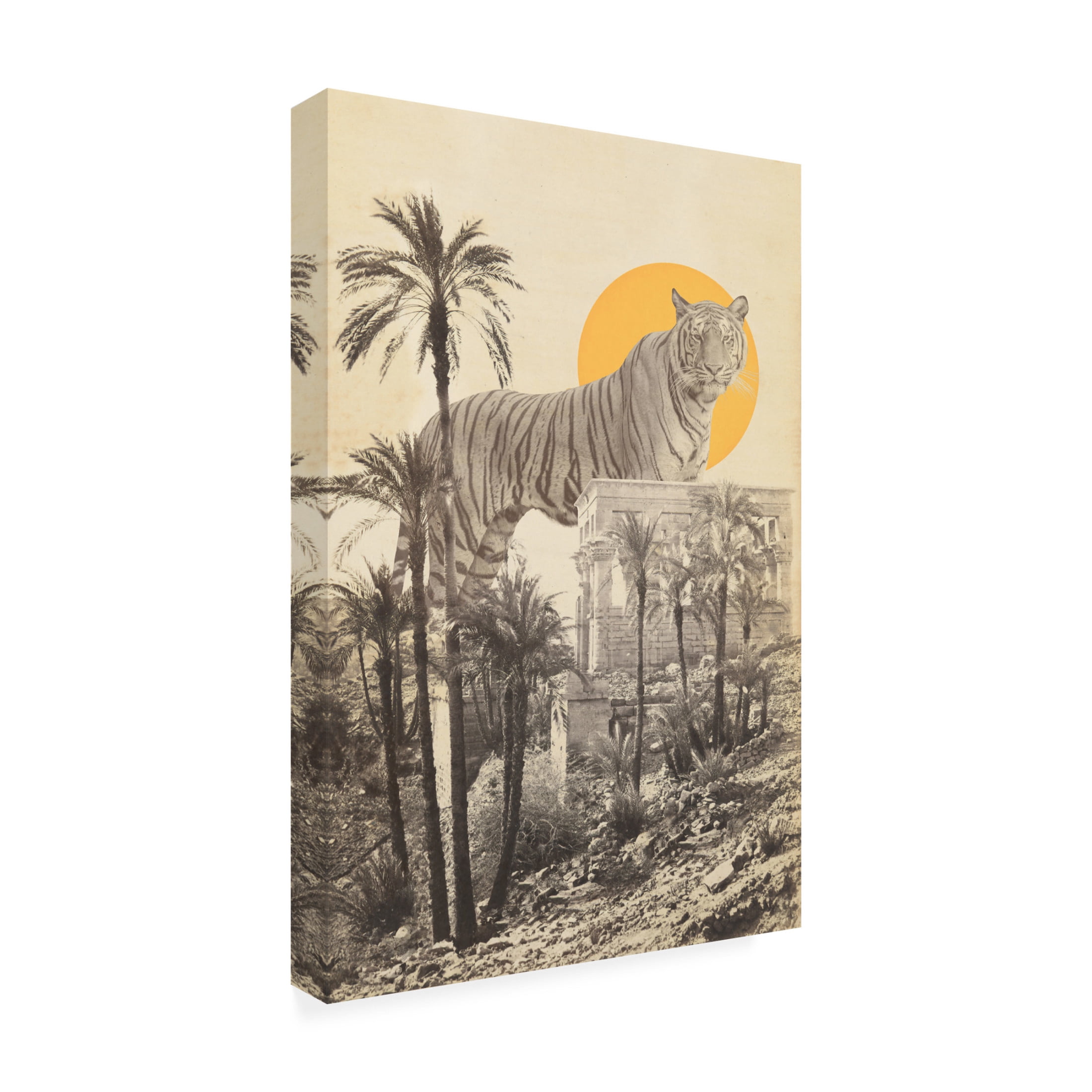 Trademark Fine Art Florent Bodart  Giant Tiger In Ruins Canvas Wall Art