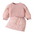 thumbnail image 1 of PENGXIANG Ensemble de Jupe en Peluche Rose à Manches Longues et Col Rond pour Filles, 1 of 8