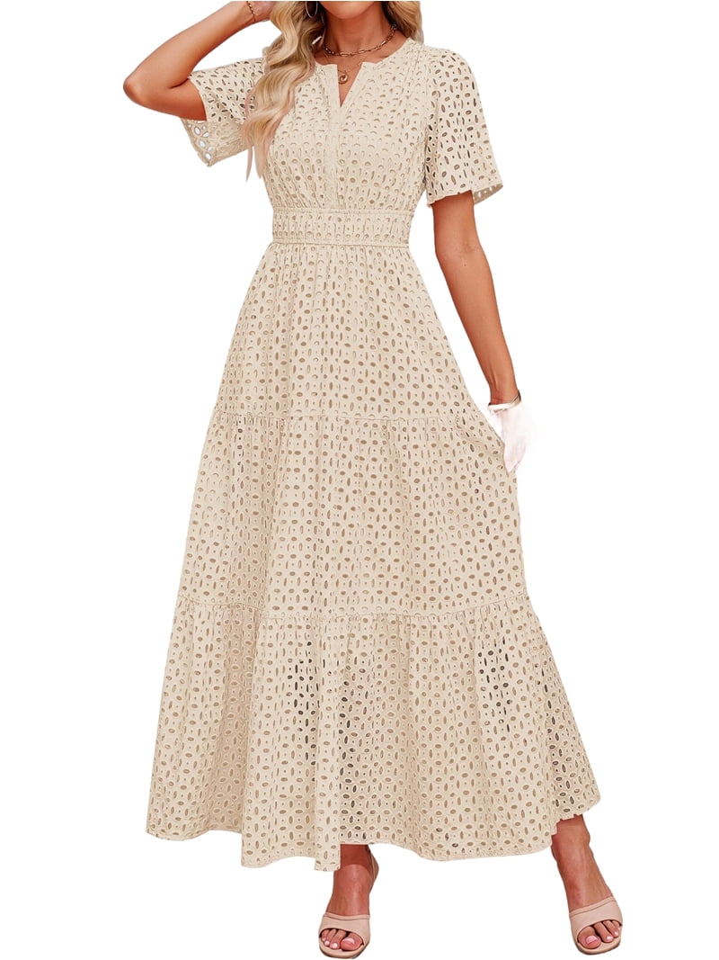 knee length dresses for ladies Melissa Cream Floral Print Maxi Dress with Embellished Detailing – Frock  and Frill
