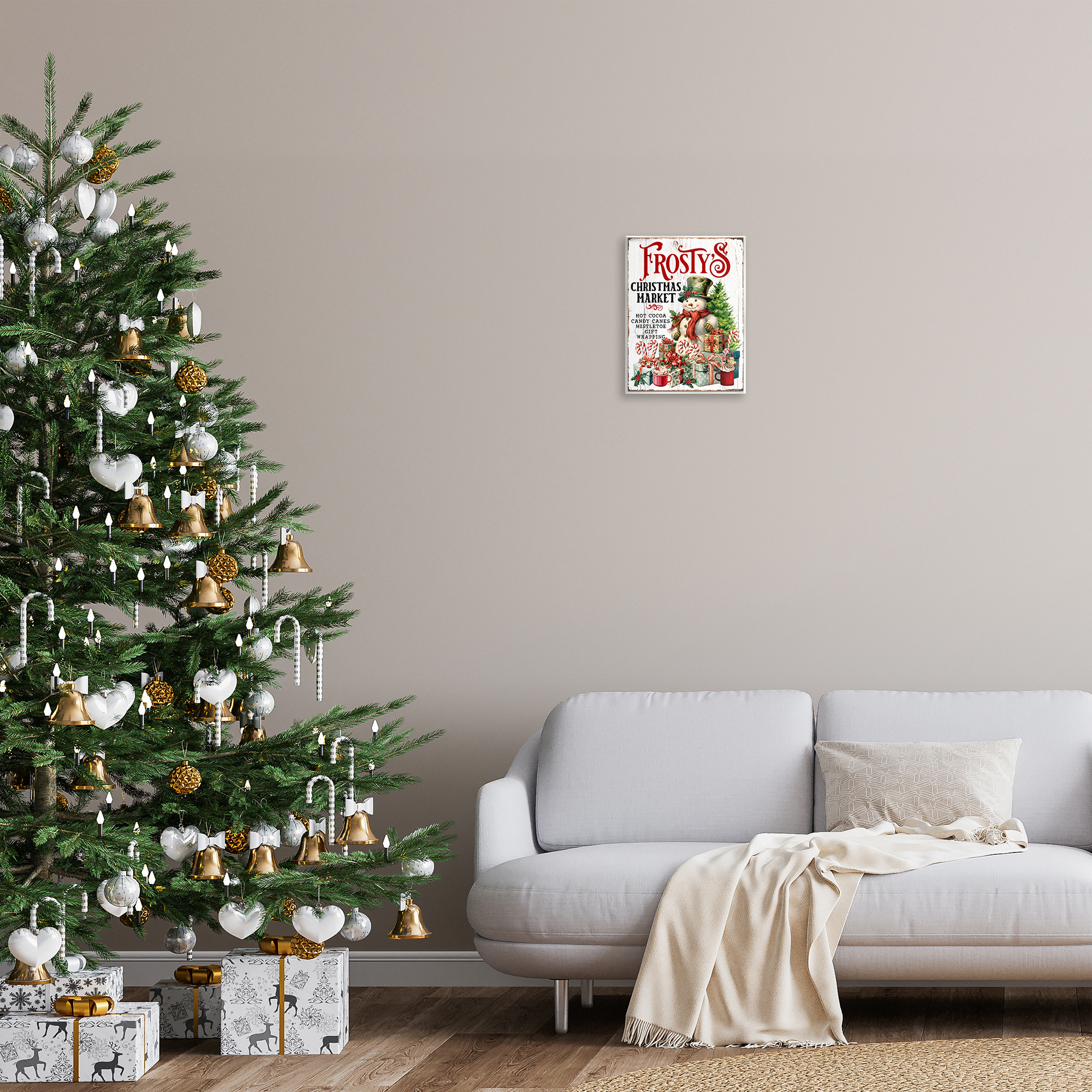 Stupell Industries Frosty's Christmas Market Holiday Painting Unframed Art Prints Wall Art, 11 x 14