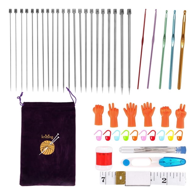 Eigraketly Juego de agujas de tejer, 11 pares de agujas de tejer de acero inoxidable de una sola punta, juego de agujas rectas con bolsa de agujas de tejer Jardín y Patio Eigraketly TO004633-00