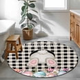 thumbnail image 4 of Rectangle Rug 4ft Area Rug, Spring Happy Easter Cute Bunny Tail Eggs Area Rugs for Living Room Bedroom, Black White Buffalo Plaid Floor Mat Non-Slip Non-Shedding Carpet Indoor Accent Rugs, 4 of 9