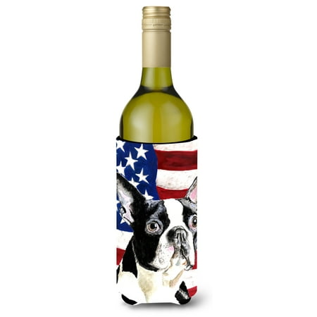 USA American Flag with Boston Terrier Ultra Beverage Insulators for slim cans