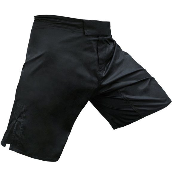 Meister ELITE FLEX Fighter Board Shorts for MMA Training and Gym Workouts - Blank No Logo - Black - Small (30-31)