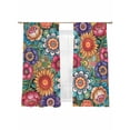 thumbnail image 7 of Boho Teal Flower Sheer Curtains 63 Inch Length 2 Panels Set, Spring Bohemia Chic Red Yellow Floral Voile Window Treatment Rod Pocket Curtains Sheers Drapes for Bedroom/Living Room/Kitchen 52x"63"x2, 7 of 7