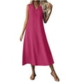 thumbnail image 1 of Mgmyaa Robe Longue Décontractée pour Femmes Été Sans Manches Col en V Robe Maxi Fête Mariage Vacances Plage Robe d'Été, 1 of 5
