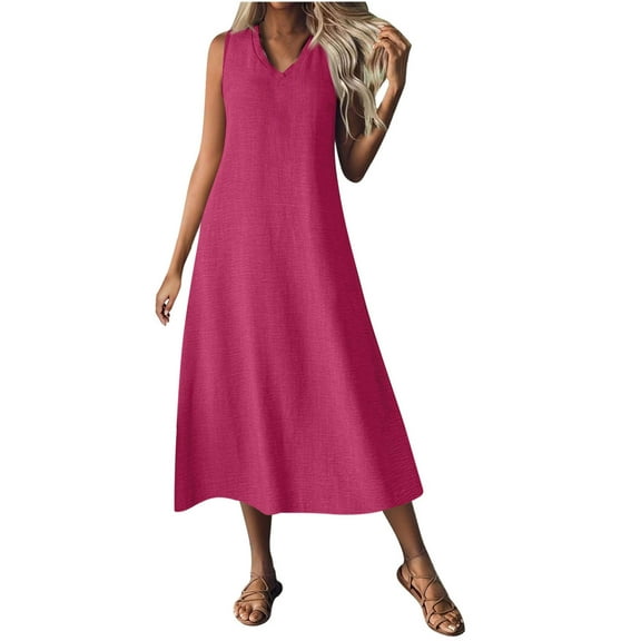 Sleeveless Maxi Dress for Women Casual Loose Fit Sundress A Line Summer Beach Vacation Flowy Long Dress