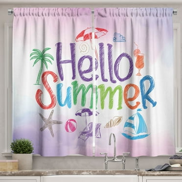 Ambesonne Lifestyle Kitchen Curtains, Summer, 55"x39", Lilac