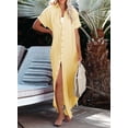thumbnail image 2 of Asyoly Women's Casual Short Sleeve Shirt Dress Side Split Button Down Long Cardigans Swimsuit Cover Ups, 2 of 5
