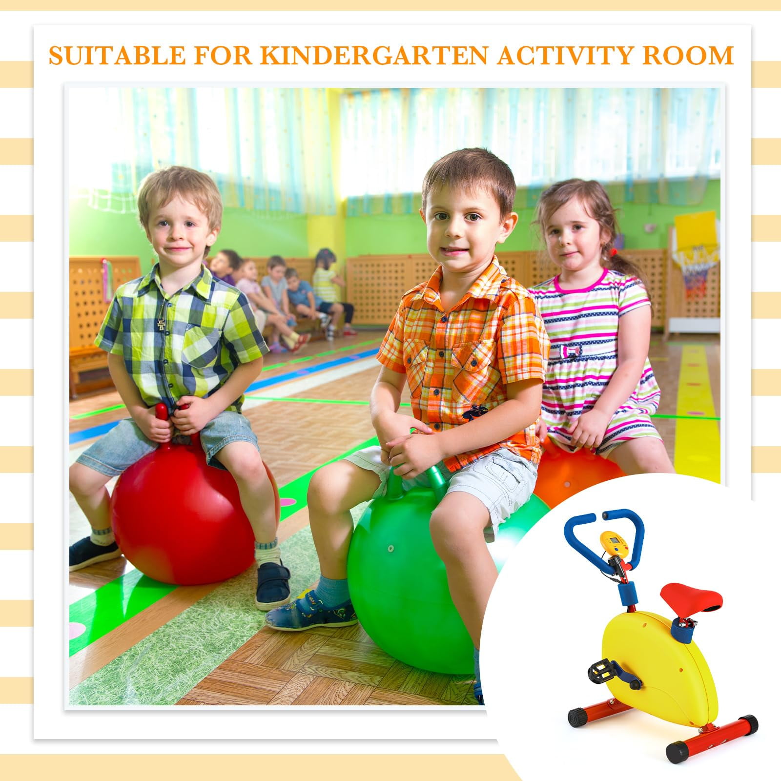 Kids Fitness Exercise Bike Equipment, Childrens Exercise Bike with Adjustable Seat, Kids Stationary Bike Workout Equipment, Gift for Boys Girls