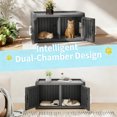 thumbnail image 6 of Decksplore Cat Cabinet (31.9"x16.7"x17.8"), HDPE Hidden Cat Litter Furniture, Dual-Door, Litter Box Furniture for Bedroom, Courtyard (Black), 6 of 7