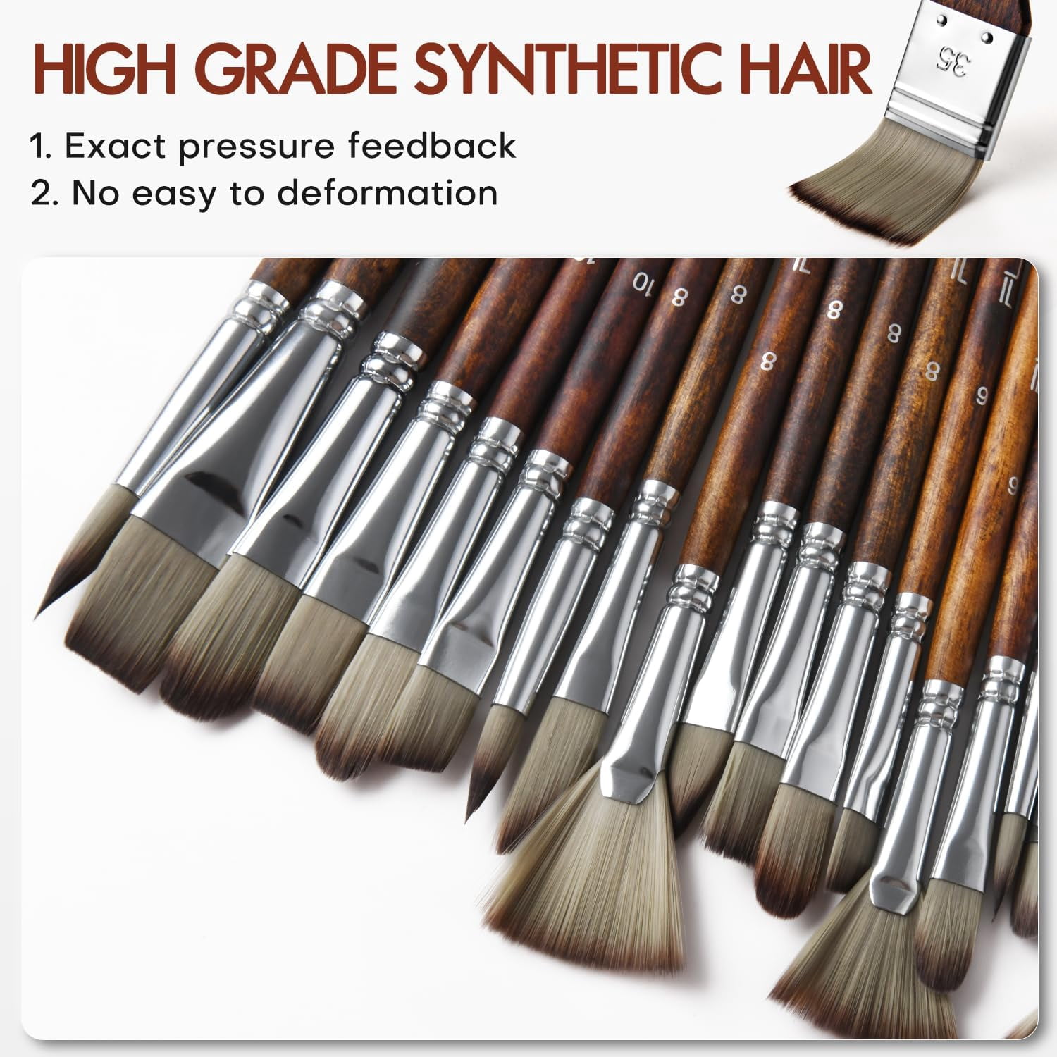 25 Pieces Paint Brush Set, Artist Professional Series, Synthetic Acrylic Paint Brushes with Flat, Filbert, Fan, Dagger, Cat Tongue, Round, Angle, Rigger for Oil, Acrylic Canvas Paintings