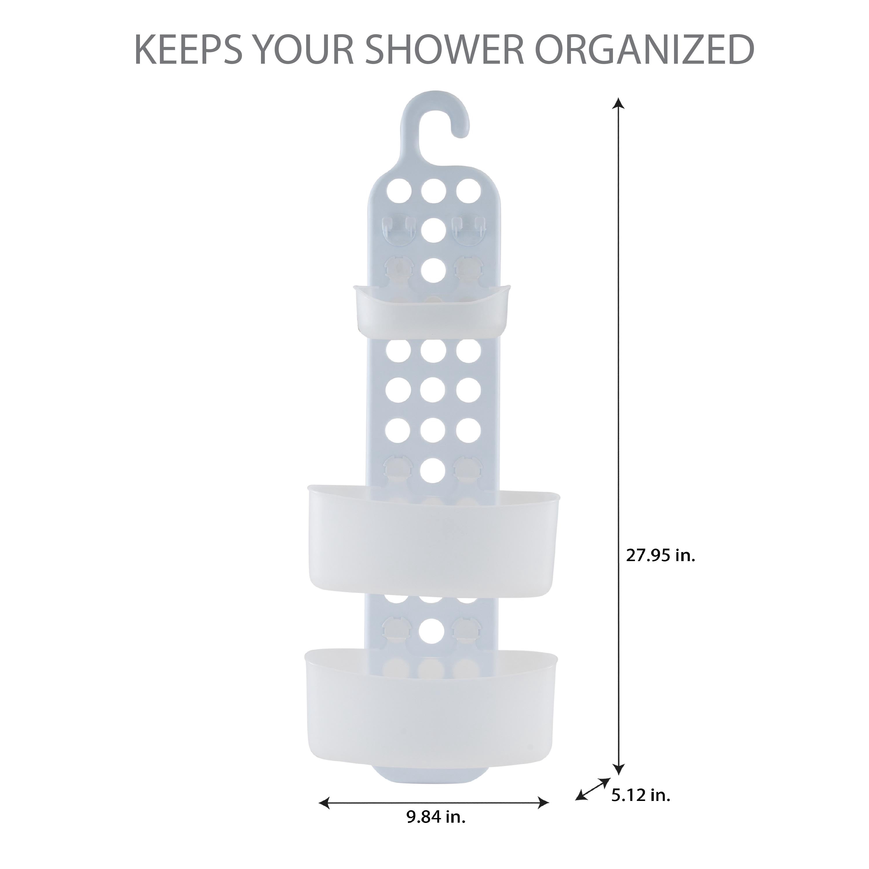 Bath Bliss 3 Shelves Tier Adjustable Plastic Shower Caddy, White