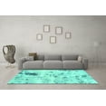 thumbnail image 3 of Ahgly Company Machine Washable Indoor Square Solid Turquoise Blue Modern Area Rugs, 3' Square, 3 of 4